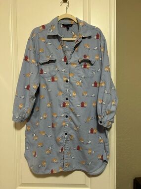 🐶🐾Light Blue ‘Dog Days’ Button-Up Nightshirt Nightgown🐾🐶